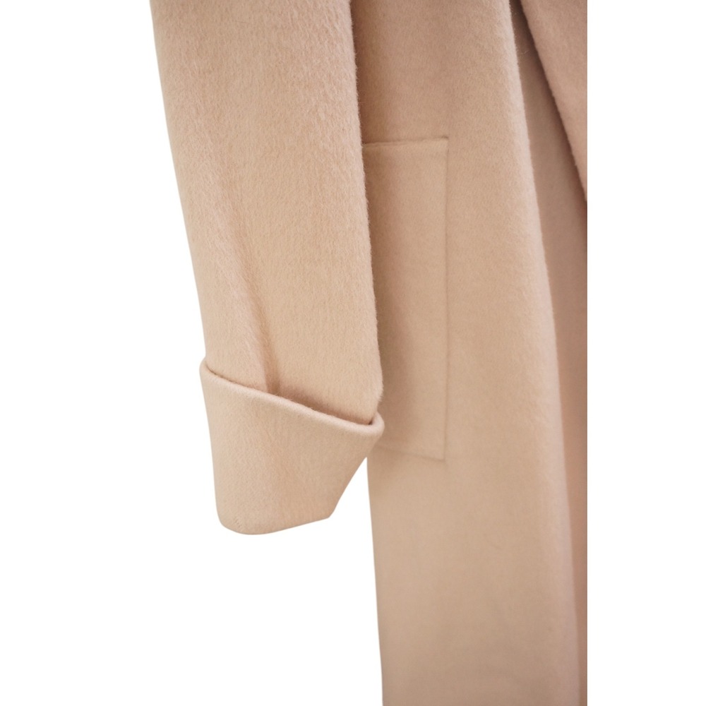 Christian Dior Beige Long Wool Blend Trench Coat Belted Lapel Collar Women - Picture 13 of 16